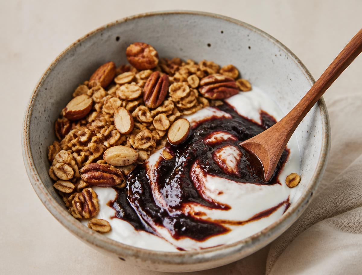 Bowl de yogurt griego con granola y PRUNAX Soft